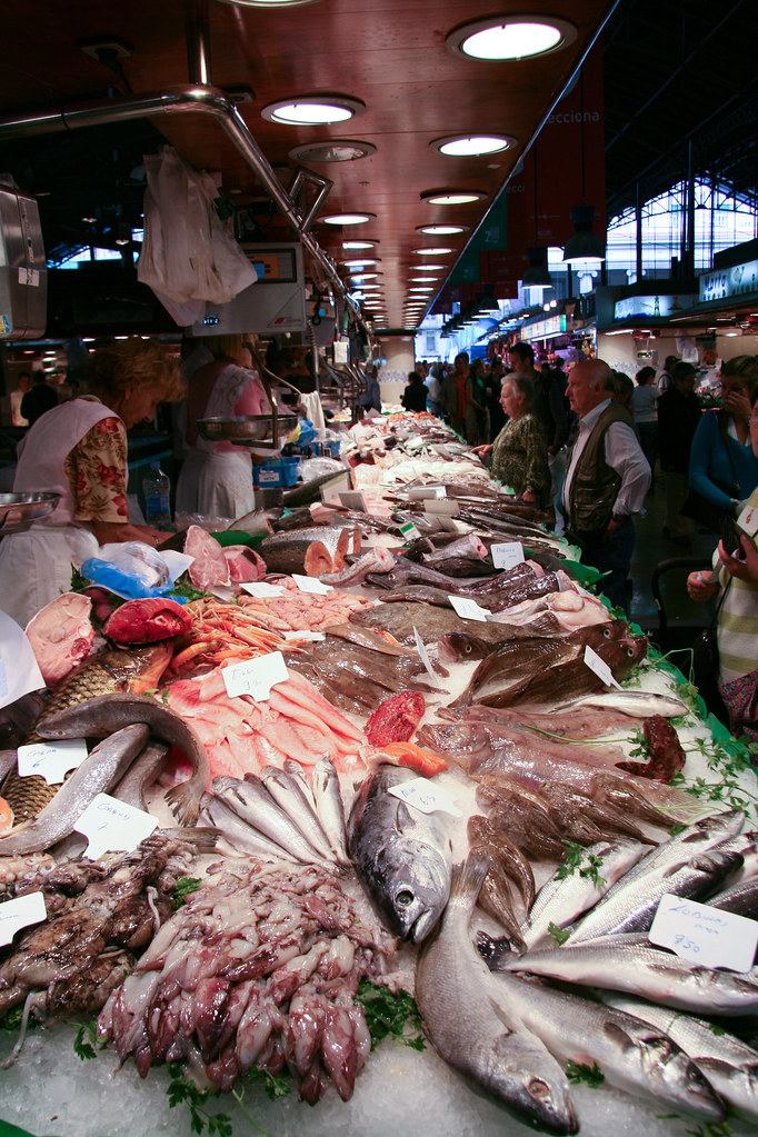 Fresh seafood display case